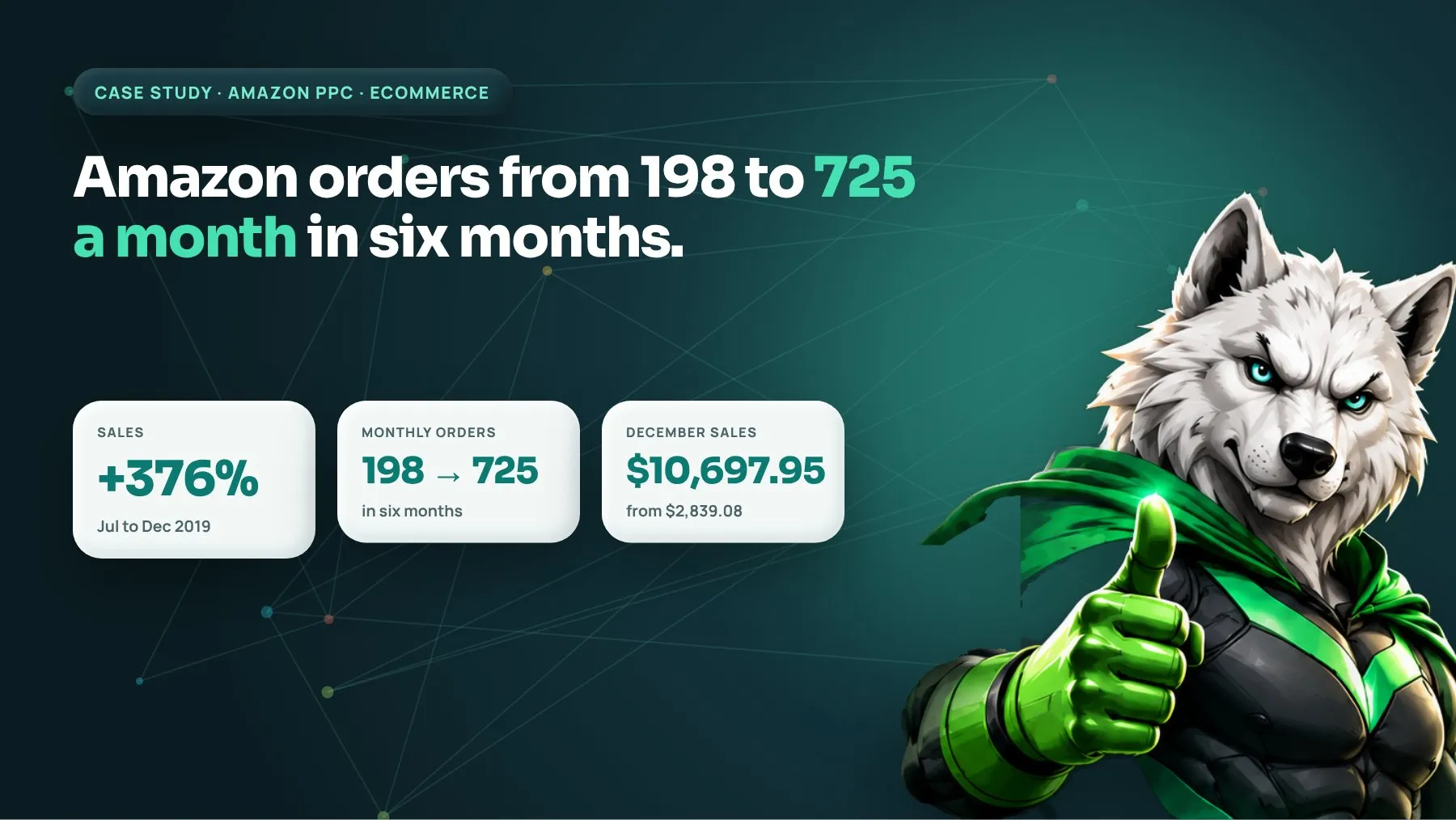 An Amazon seller grew from 198 to 725 orders a month: case study by Digiwolves, digital marketing agency